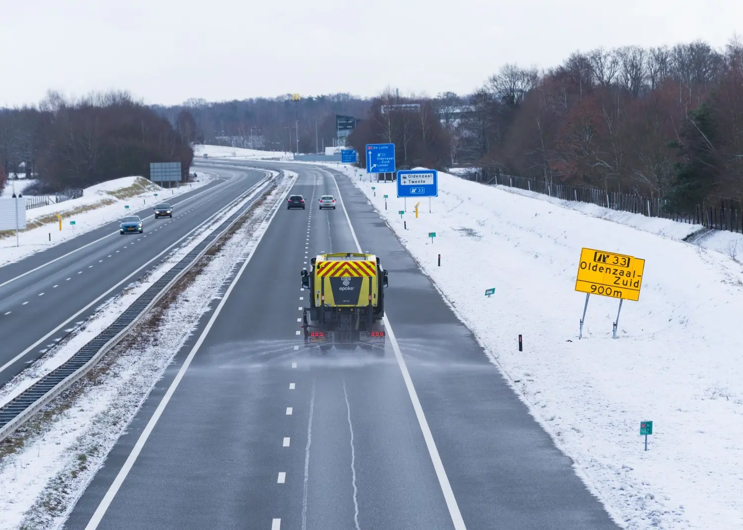 De-icing salt applied on winter roads