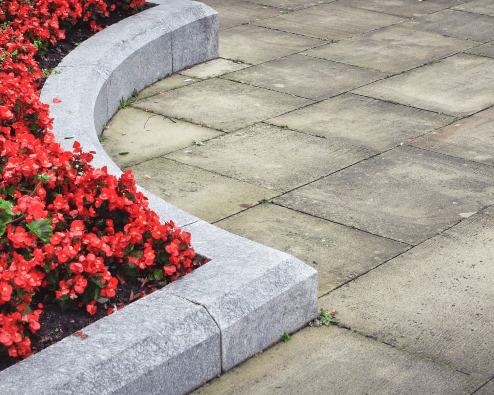 Installed granite stairs
