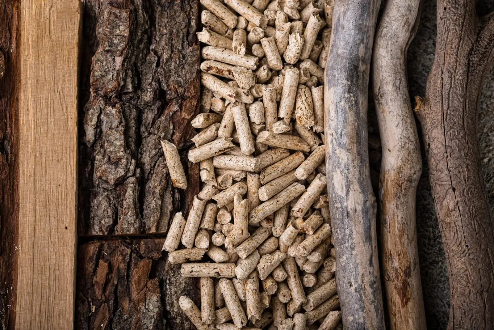 Wood pellets ready for biomass energy use